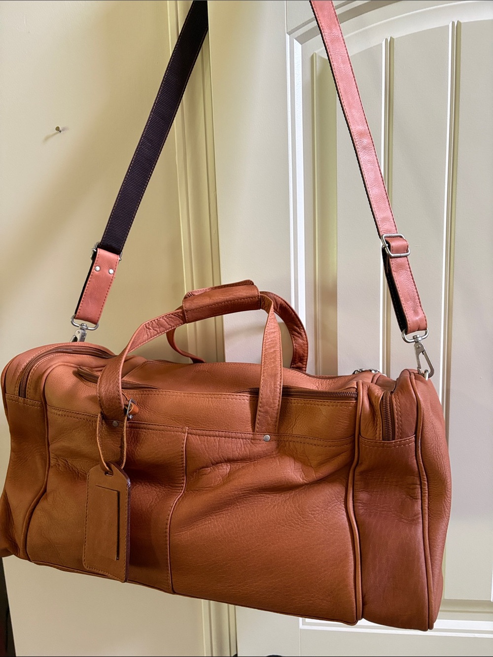 Tan Leather Duffle Bag - Travel Weekender - Picture 7 of 14